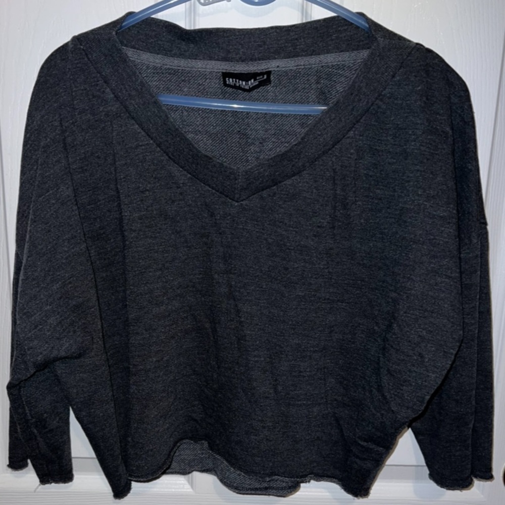 Cotton On Women's Charcoal V-Neck Sweatshirt